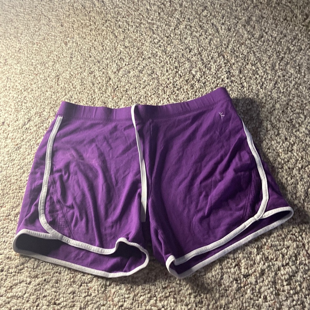 purple athletic shorts